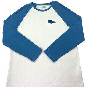 Hurley XL Men Thermal Shirt Long Sleeve Blue White Waffle Knit Raglan Skate Surf